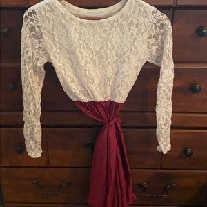 Burgundy and white dress
